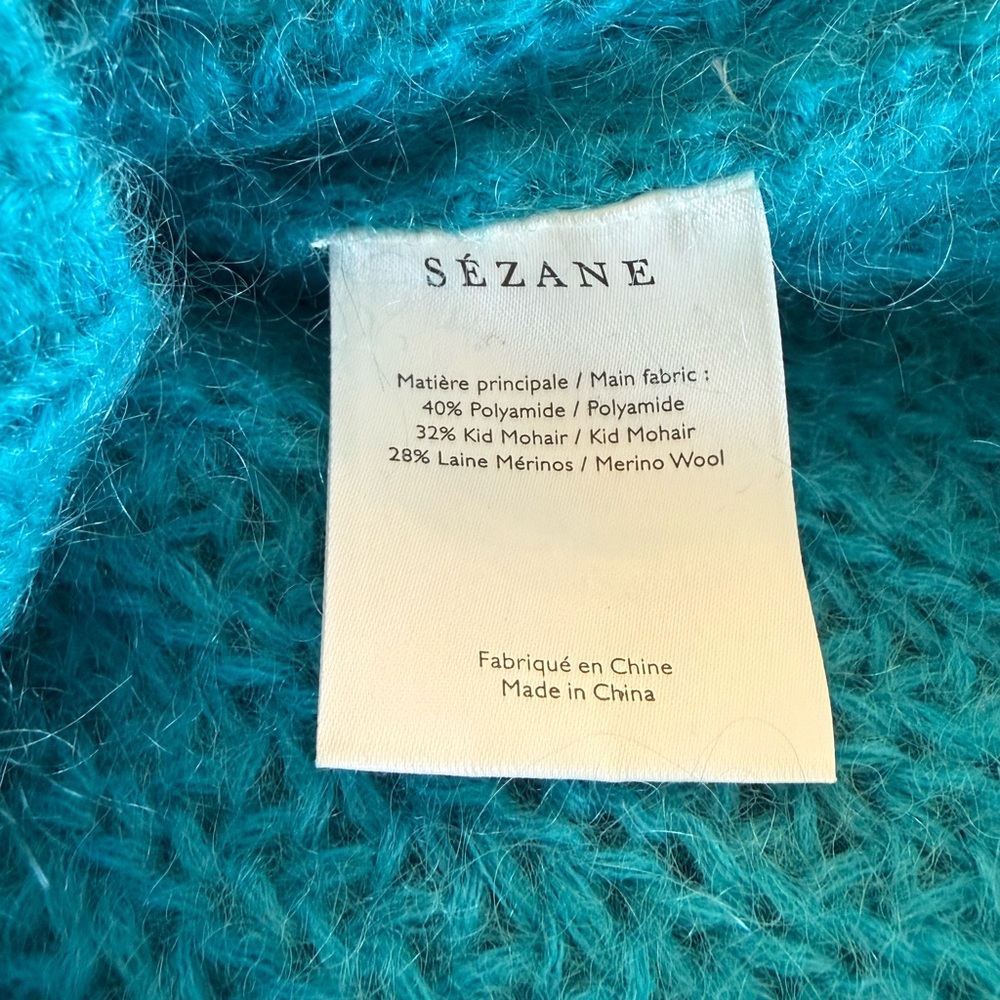 La Maille Sézane Jules Jumper Turquoise Kid Mohair Knit Womens Large Sweater - Picture 7 of 7